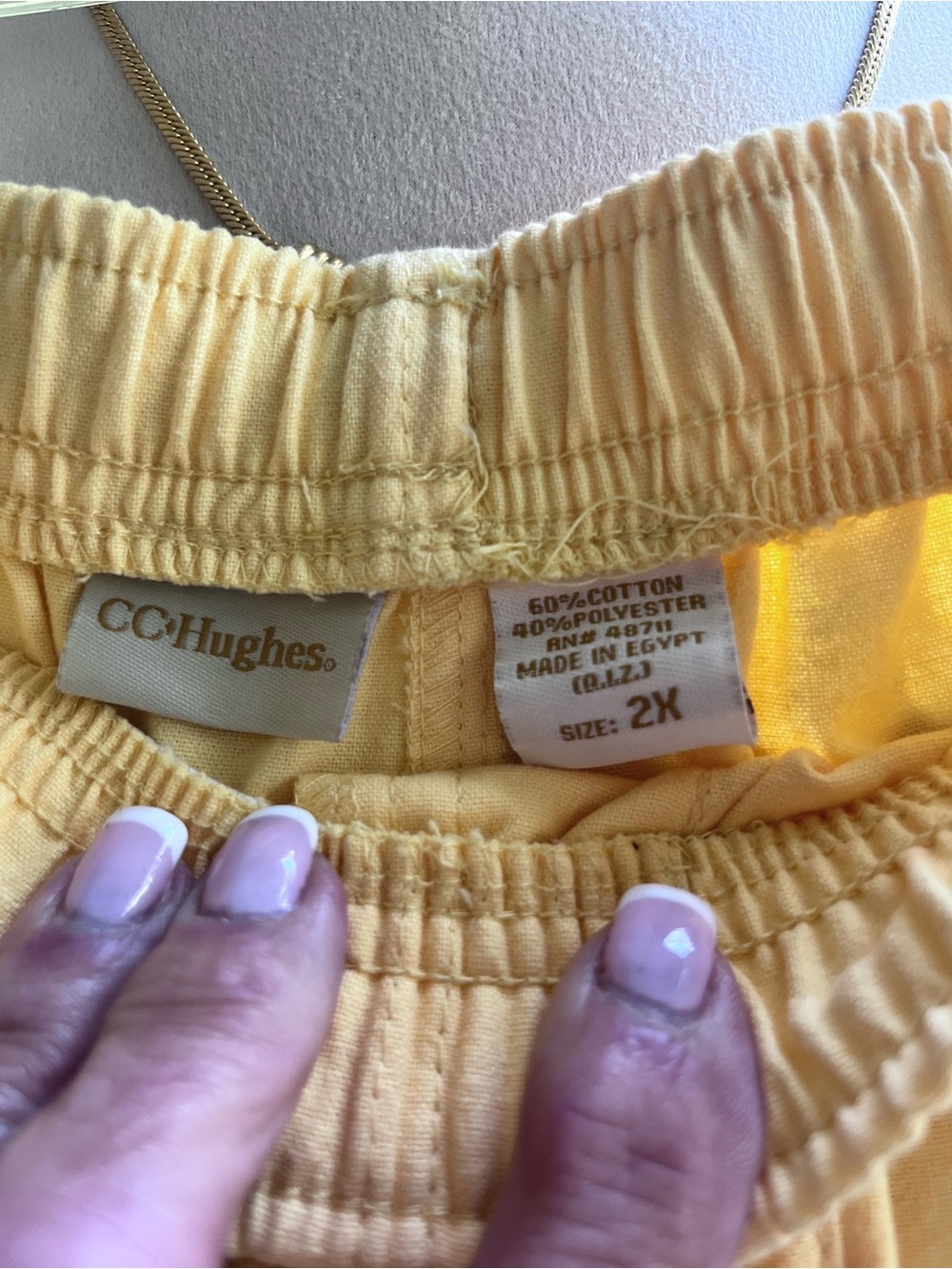 C.C. Hughes Yellow Pull-On Shorts Women’s Plus Size 2X Cotton Blend Retro - Picture 5 of 5